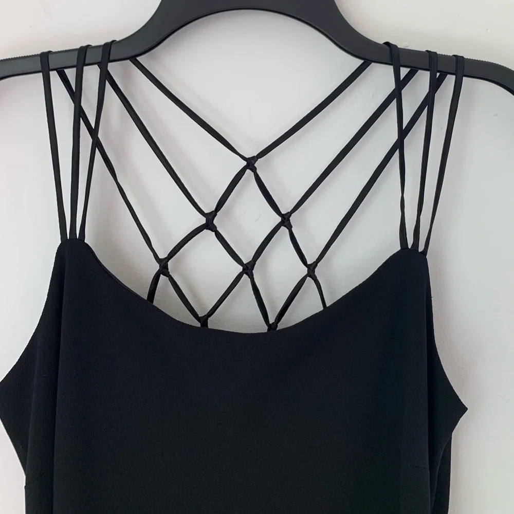 Vintage Y2K Cachet Strappy Black Formal Maxi Dress - Picture 3 of 8